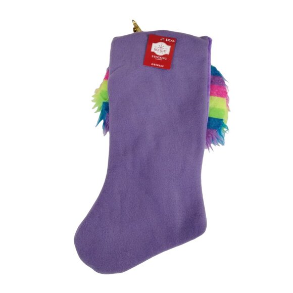 Holiday Time Plush Unicorn Snowflake 20 inch Christmas Stocking Purple New - Picture 3 of 5